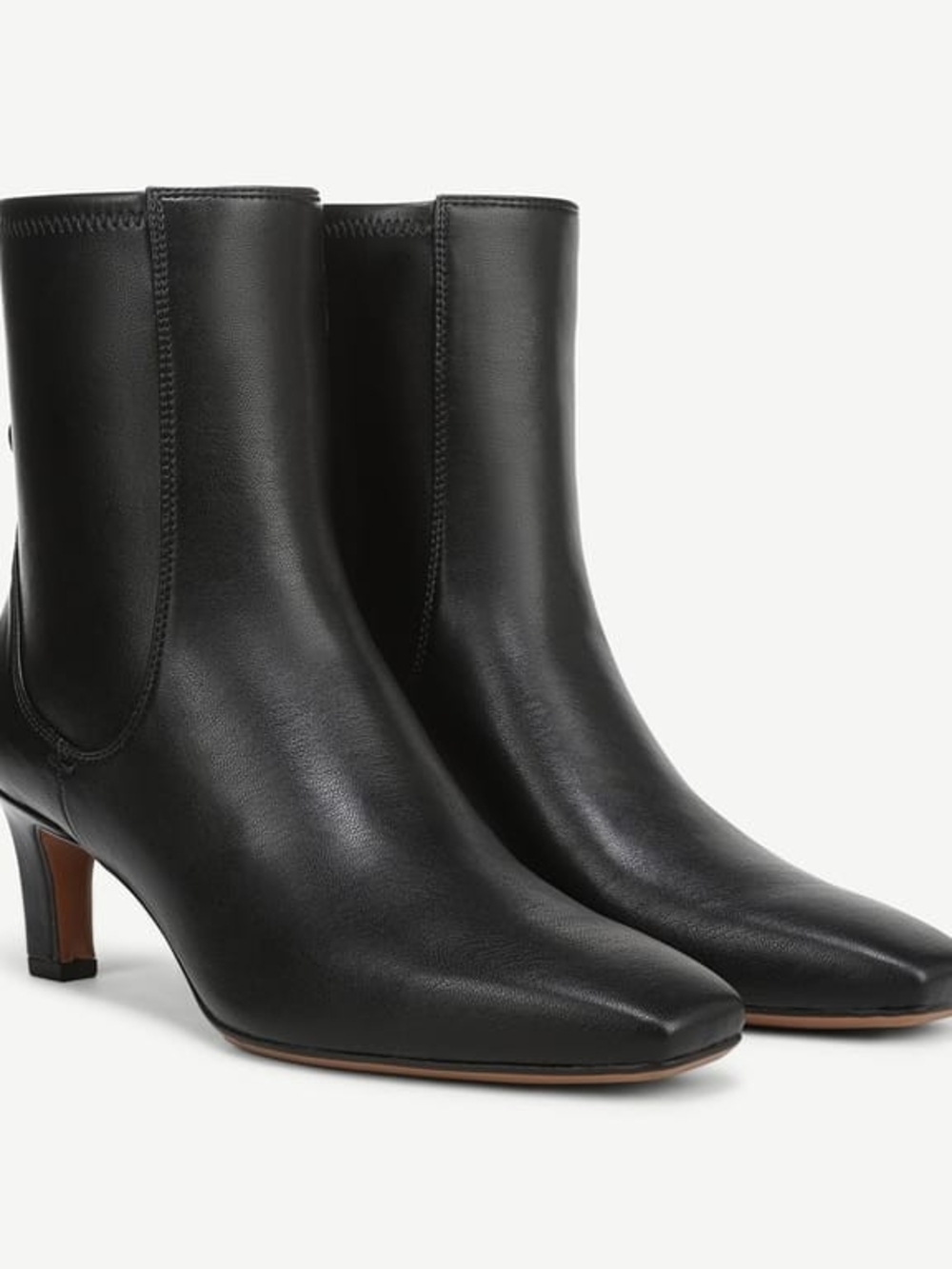 Black Leather Mid-Heel Ankle Boots 7.5 M Franco Tarrin Bootie